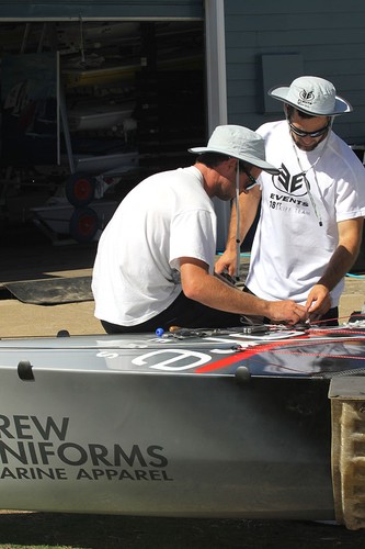 Events Clothing crew prepare their skiff for JJ Giltinan championship © Frank Quealey /Australian 18 Footers League http://www.18footers.com.au